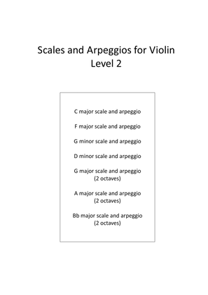 VIolin Scales and Arpeggios for level (Grade) 2.