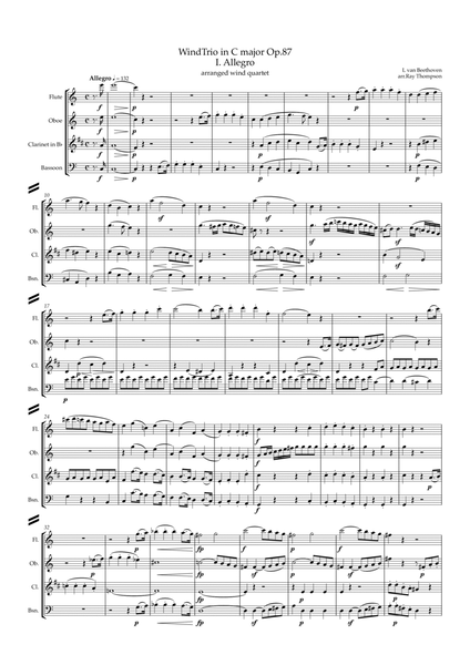 Beethoven: Wind Trio in C Major Op.87 Mvt.I Allegro - woodwind quartet image number null
