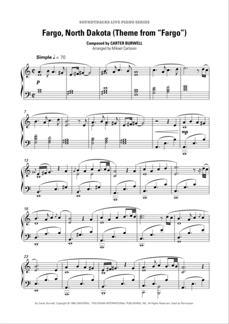 Fargo, North Dakota Fargo, North Dakota Piano Solo scores gallery preview page 2