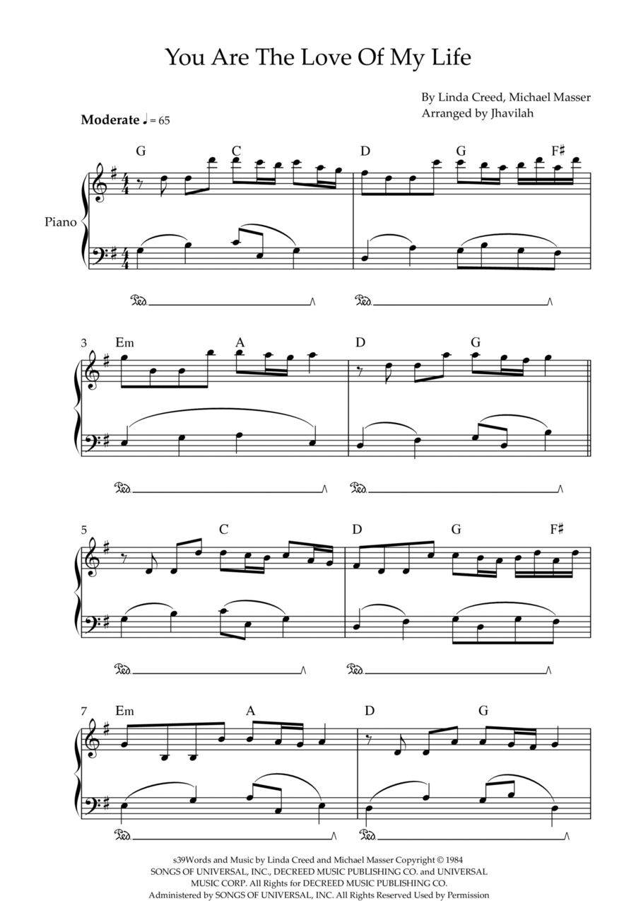 You Are The Love Of My Life (the One Love Of My Life) Easy Piano scores gallery preview page 1