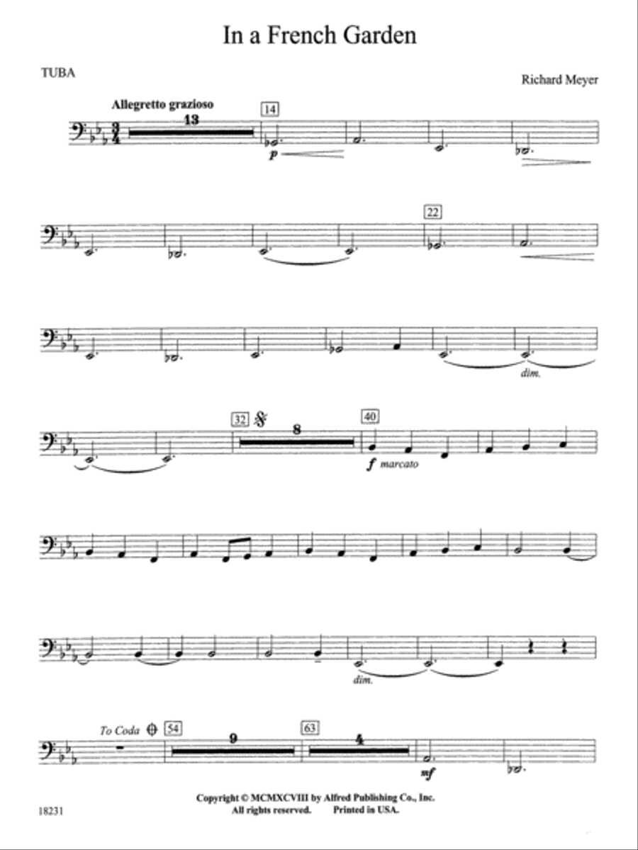 In a French Garden: Tuba In a French Garden: Tuba Concert Band scores gallery preview page 1