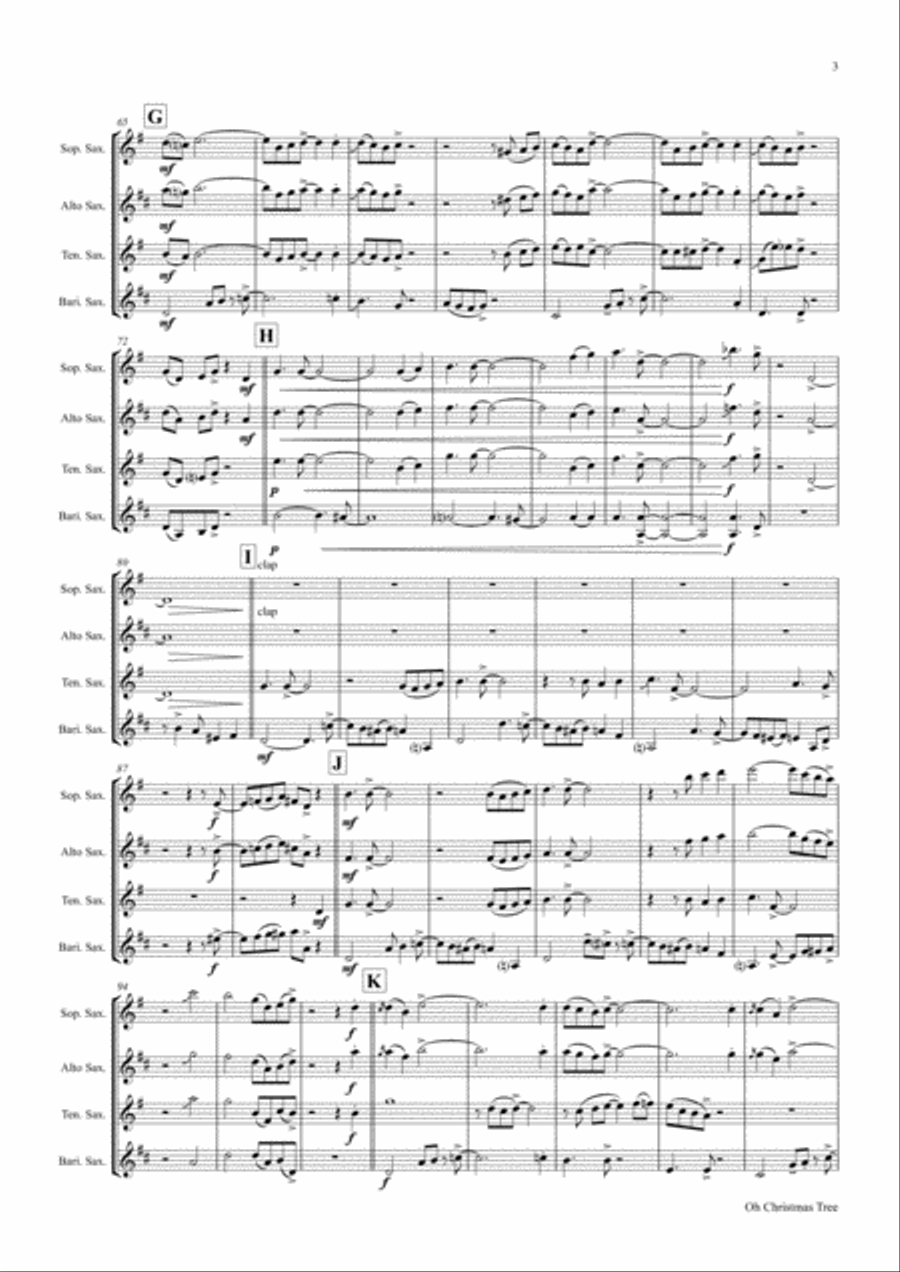 Oh Christmas tree - Oh Tannenbaum - Funky - Saxophone Trio Woodwind Trio scores gallery preview page 3