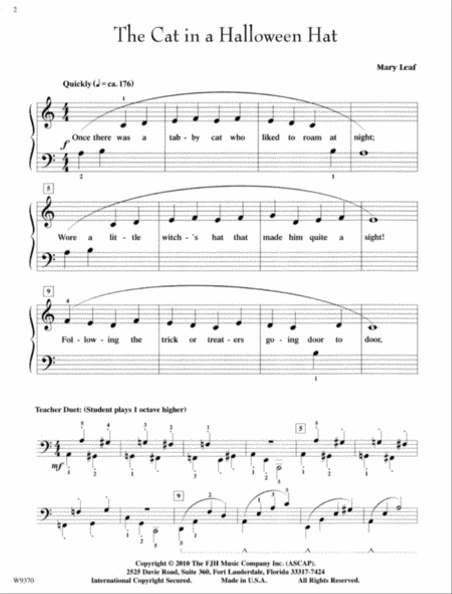 The Cat in a Halloween Hat Easy Piano scores gallery preview page 3