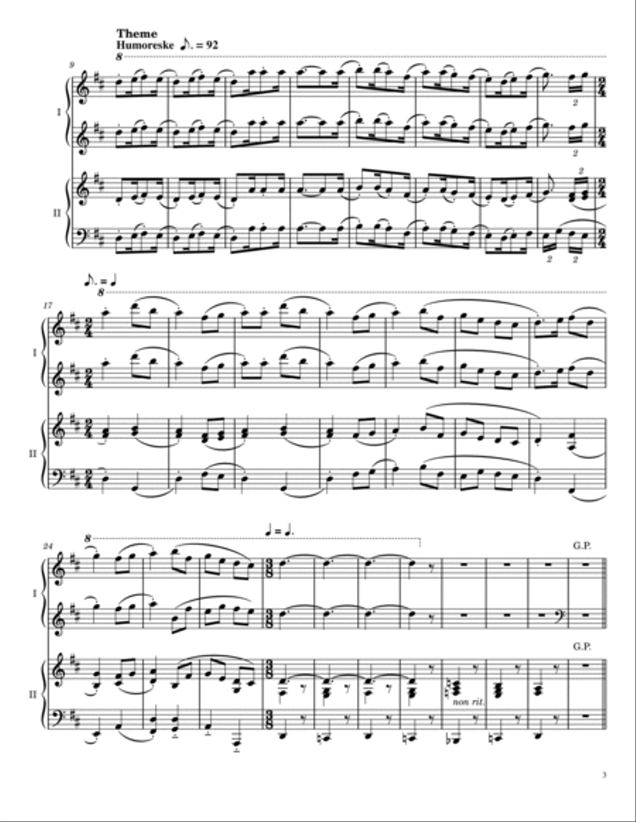 Christmas Duet No. 1: Here We Come A-wassailing, Variations for 4-Hand Piano Piano Accompaniment scores gallery preview page 3