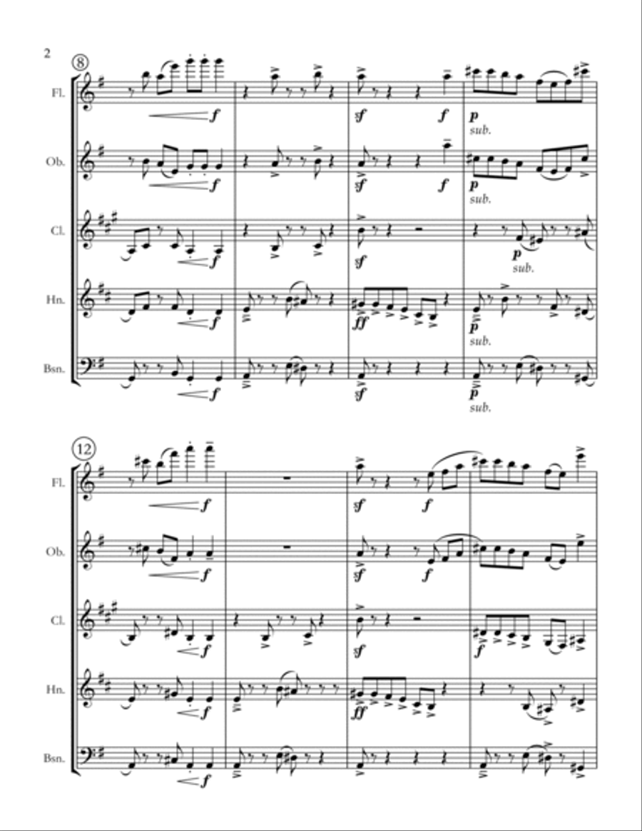 Fluffing A Duck Woodwind Quintet scores gallery preview page 2