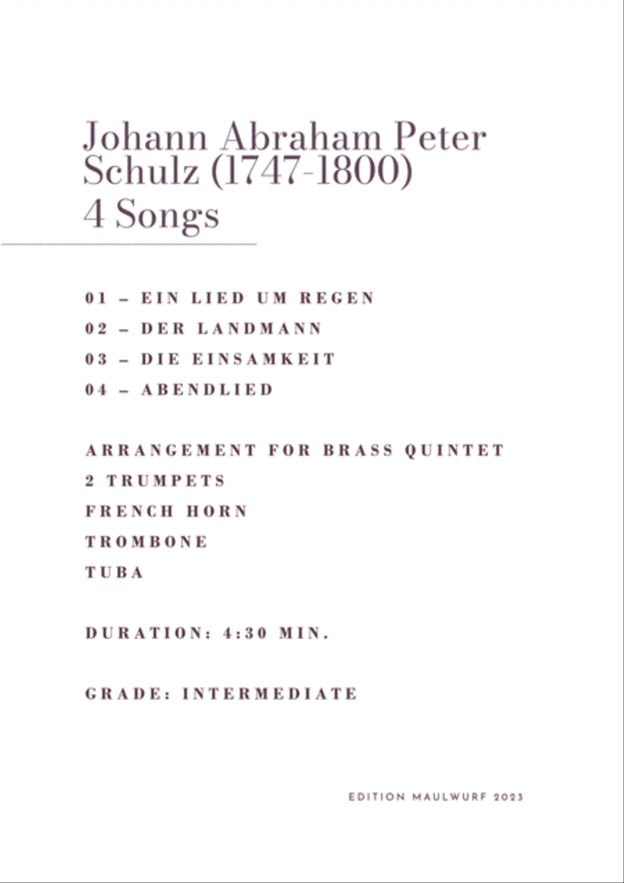 4 Songs Brass Quintet scores gallery preview page 2