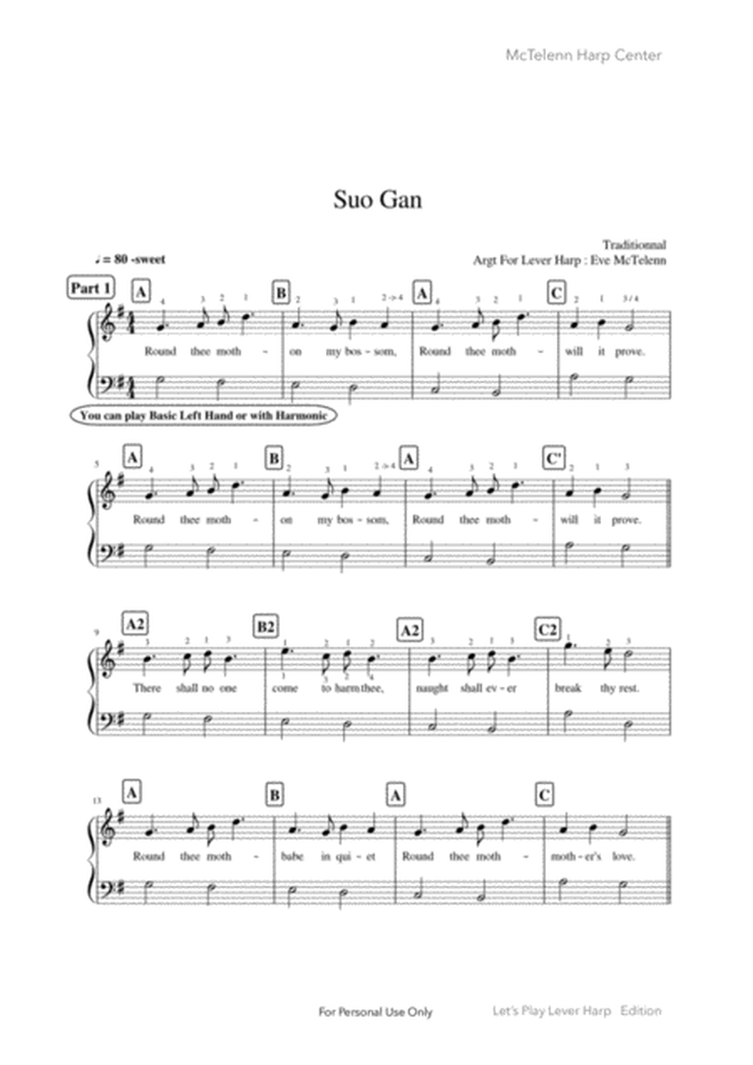 Suo Gan-  Argt By Eve McTelenn - Beginners - with fingerings Score + Video Course Link image number null