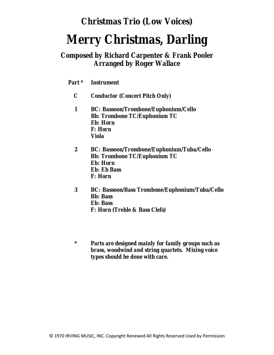 Darling, Merry Christmas Brass Trio scores gallery preview page 1