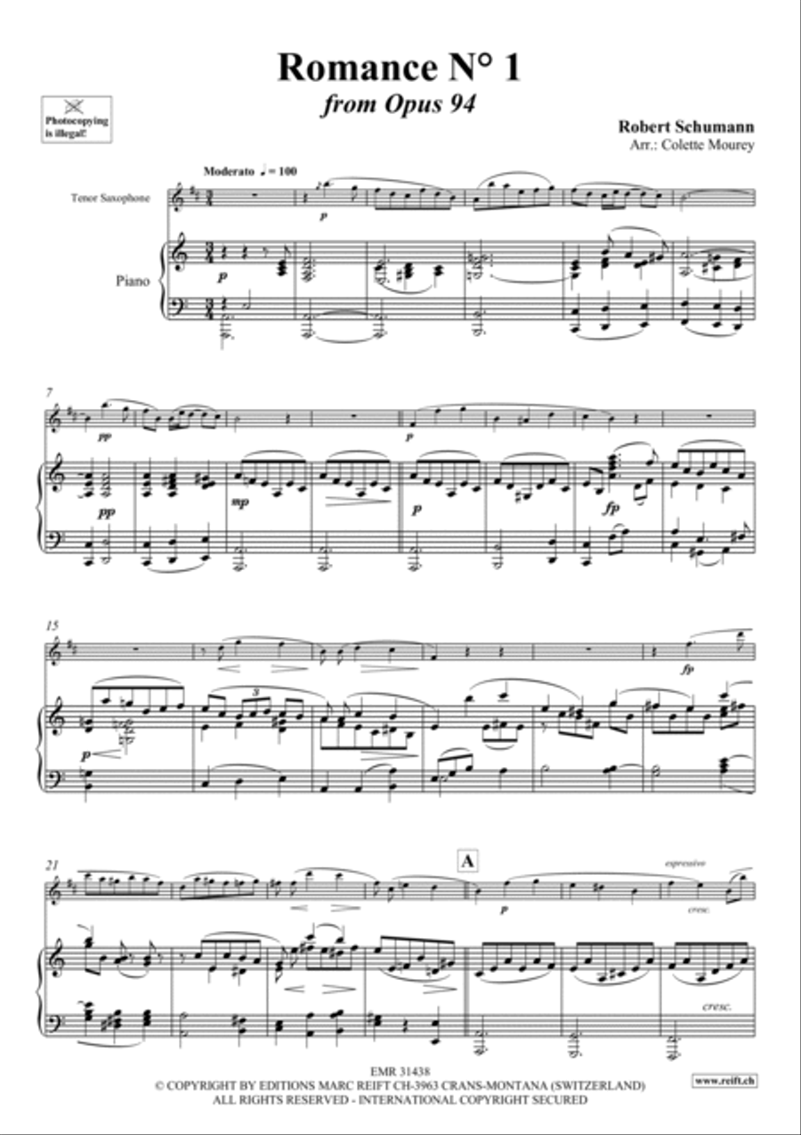 Romance No. 1 Romance No. 1 Tenor Saxophone scores gallery preview page 3