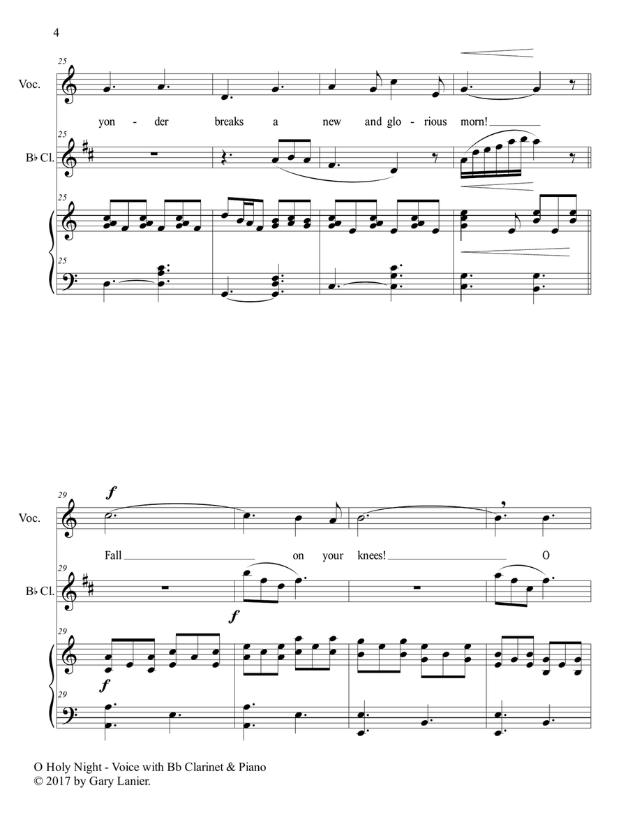 O HOLY NIGHT (Voice Solo with Bb Clarinet & Piano - Score & Parts included) O HOLY NIGHT (Voice Solo with Bb Clarinet & Piano - Score & Parts included) Small Ensemble scores gallery preview page 5