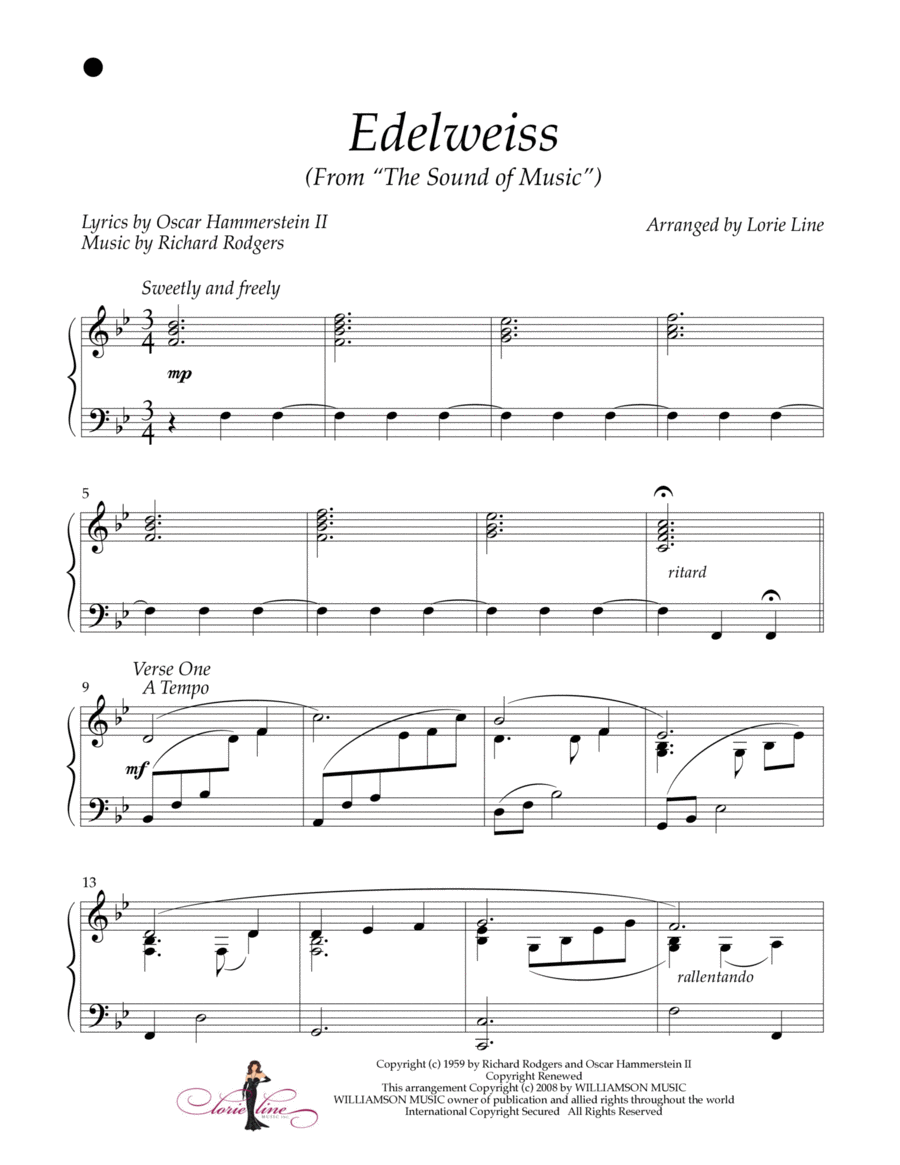 Edelweiss Piano Solo scores gallery preview page 1