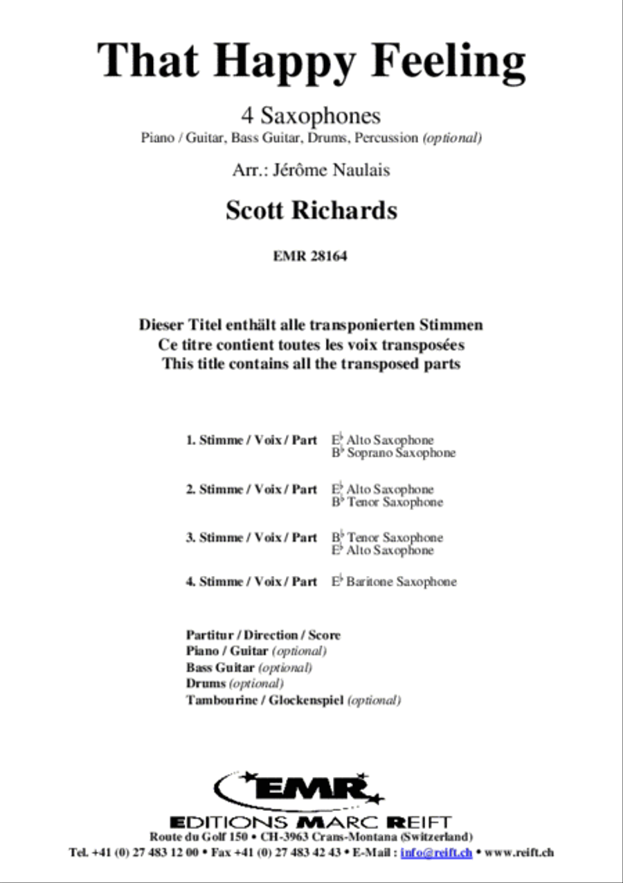 That Happy Feeling Saxophone Ensemble scores gallery preview page 2