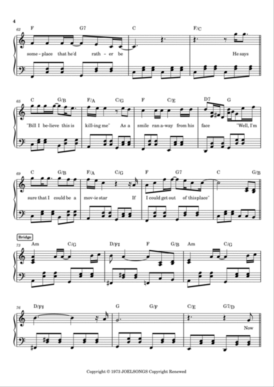 Piano Man Voice scores gallery preview page 4