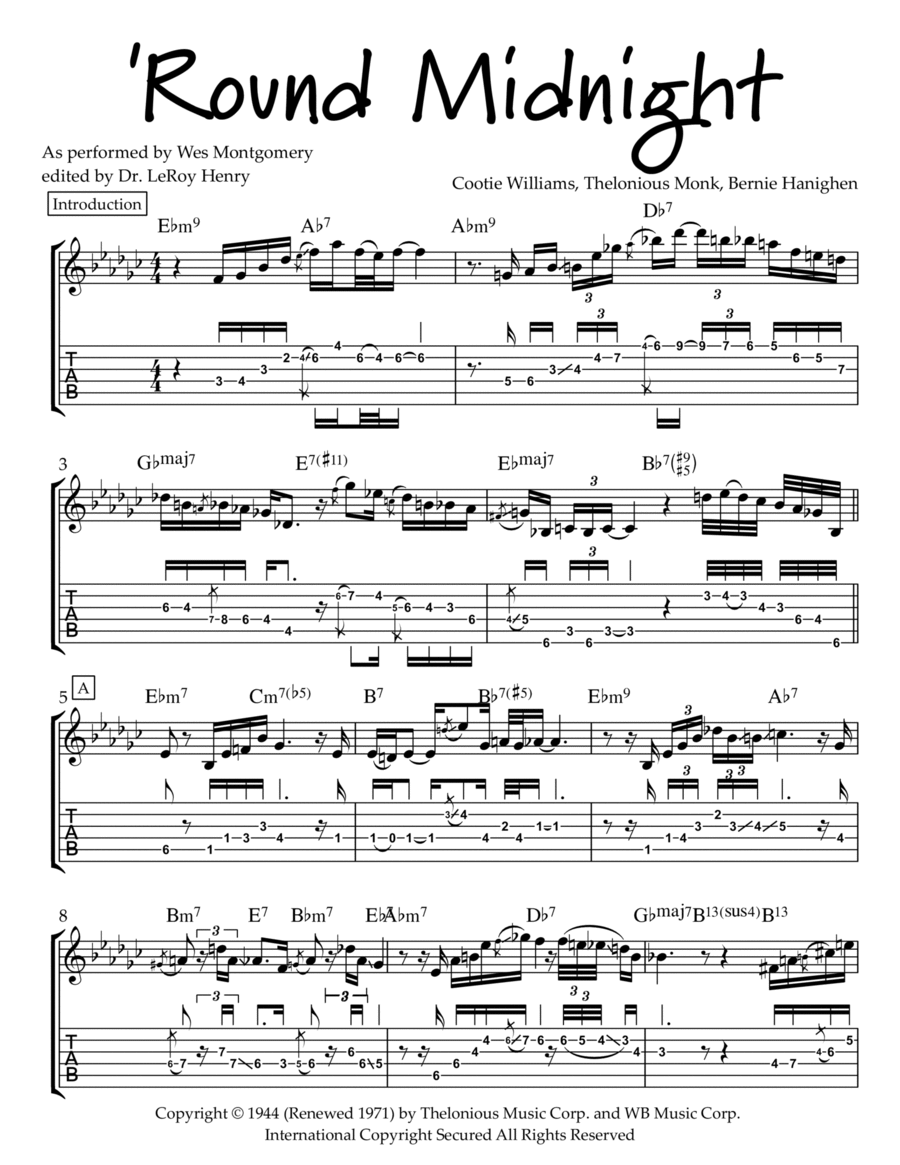 'round Midnight 'round Midnight Electric Guitar scores gallery preview page 1