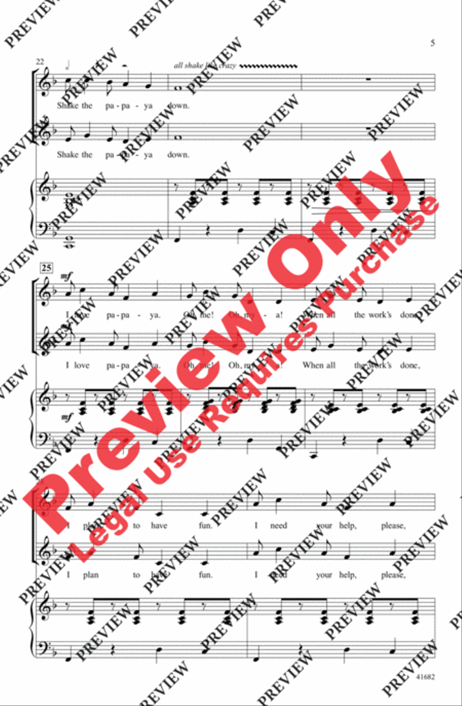 The Papaya Song 2-Part scores gallery preview page 14
