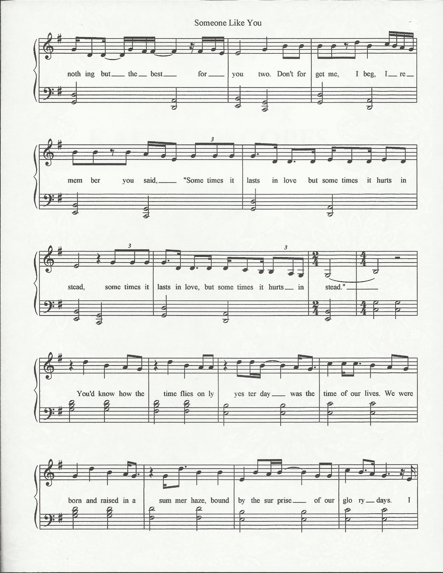 Someone Like You Easy Piano scores gallery preview page 3