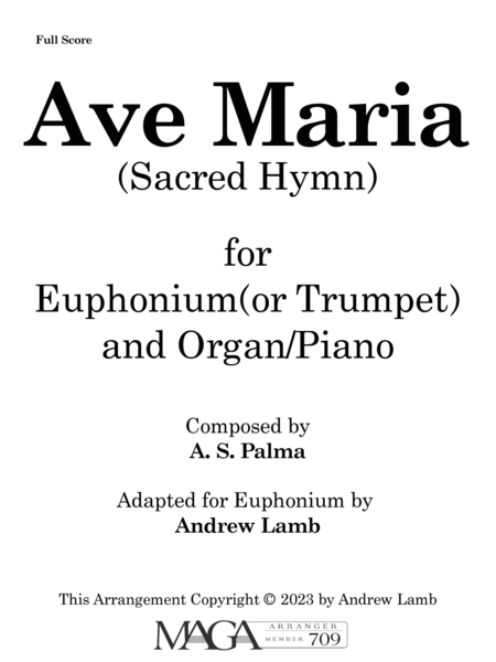 Ave Maria (Palma, arr. for Euphonium Solo) image number null