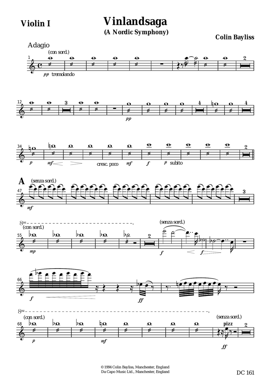 Vinlandsaga - a Nordic Symphony [string parts] String Quartet scores gallery preview page 1