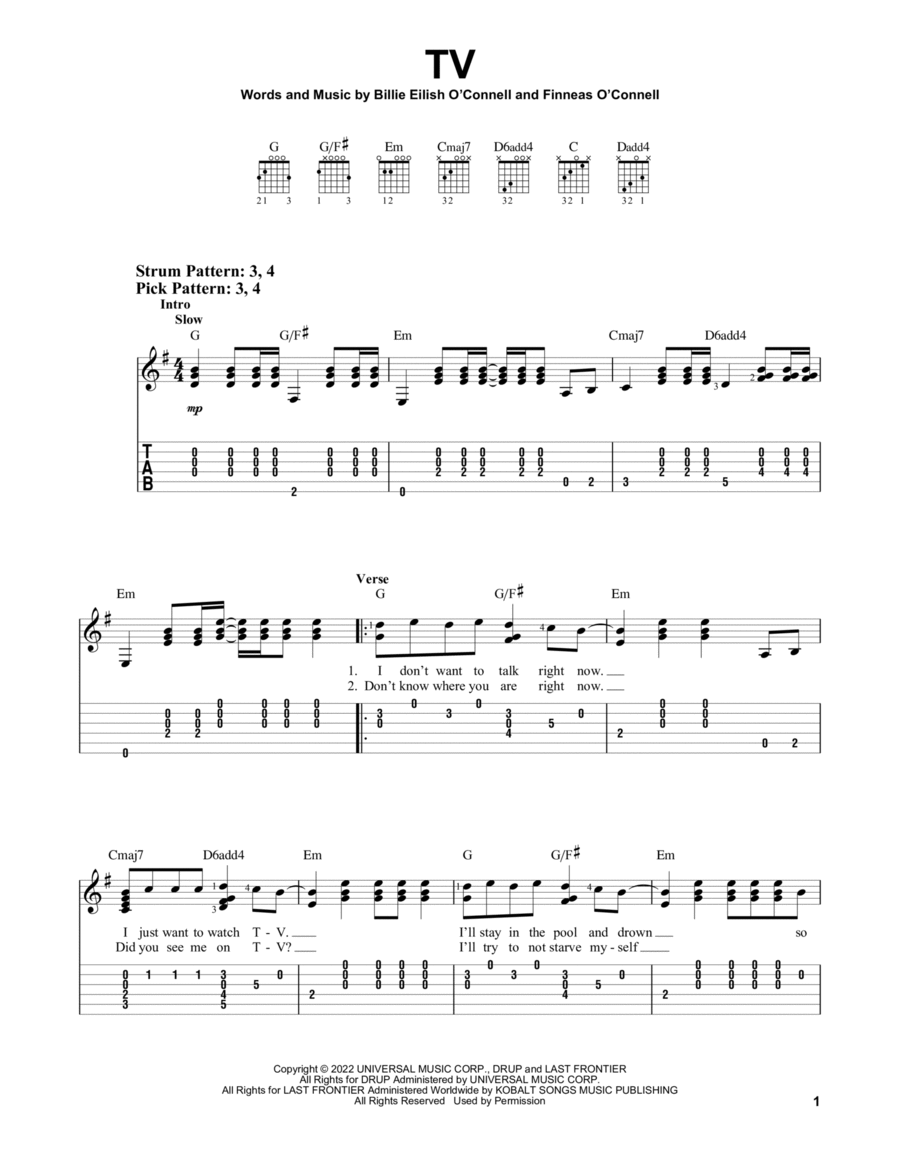 TV Acoustic Guitar scores gallery preview page 1