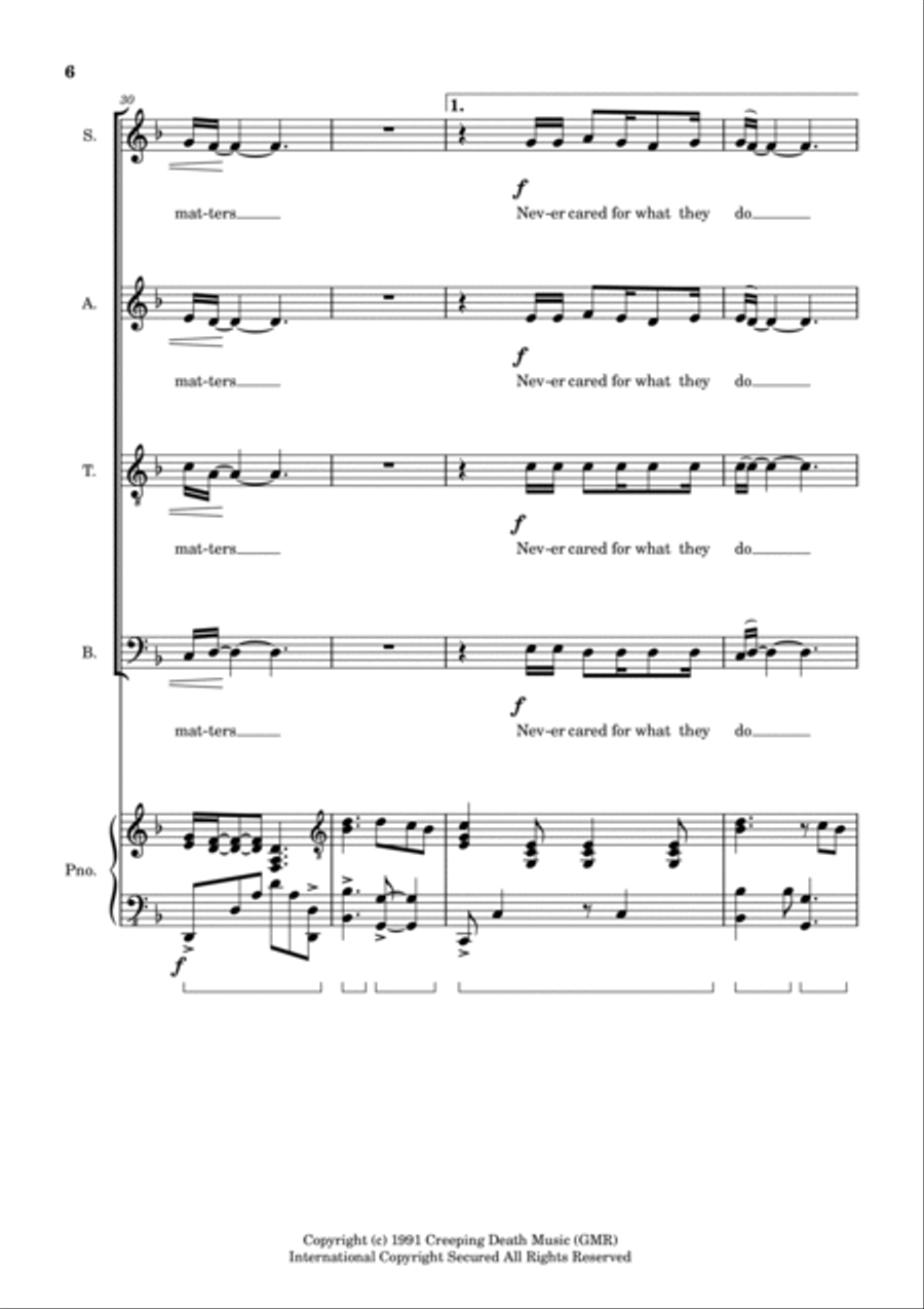 Nothing Else Matters 4-Part scores gallery preview page 6