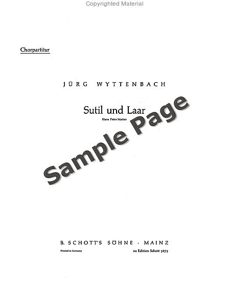 Wyttenbach J Sutil+laar Scherzlieder