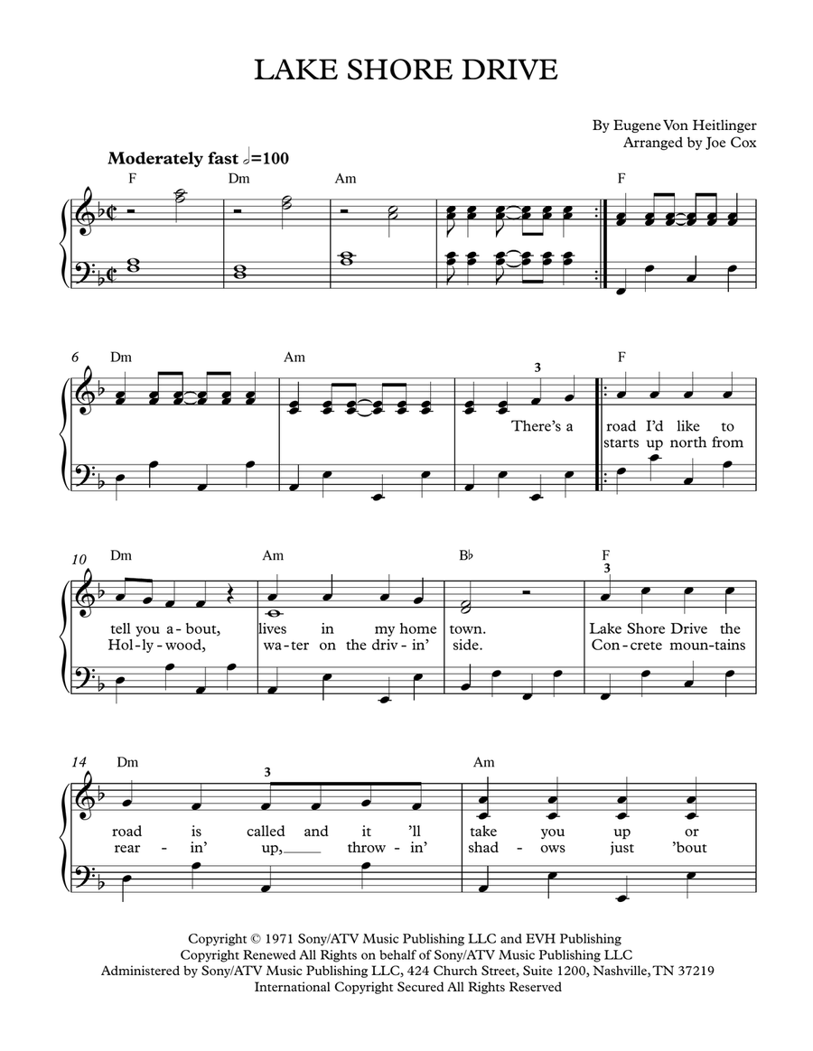 Lake Shore Drive Piano, Vocal scores gallery preview page 1