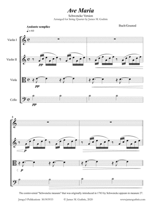 Book cover for Bach-Gounod: Ave Maria for String Quartet