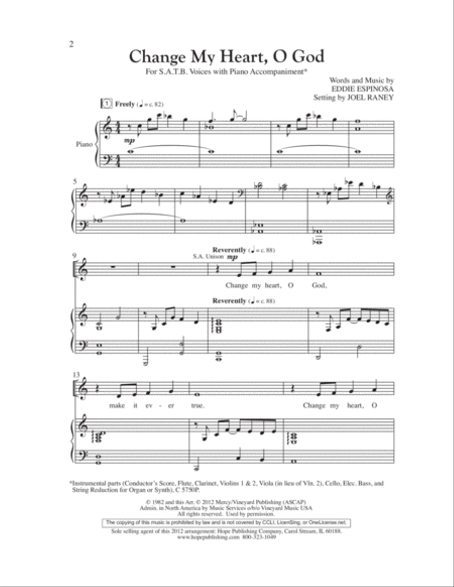 Change My Heart, O God with Search Me, O God 4-Part scores gallery preview page 2