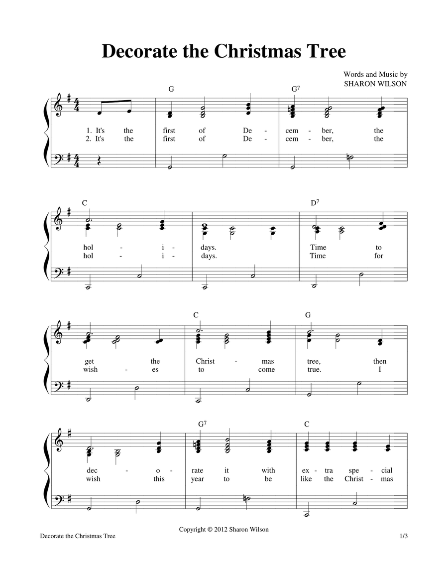 Decorate the Christmas Tree Piano, Vocal scores gallery preview page 1