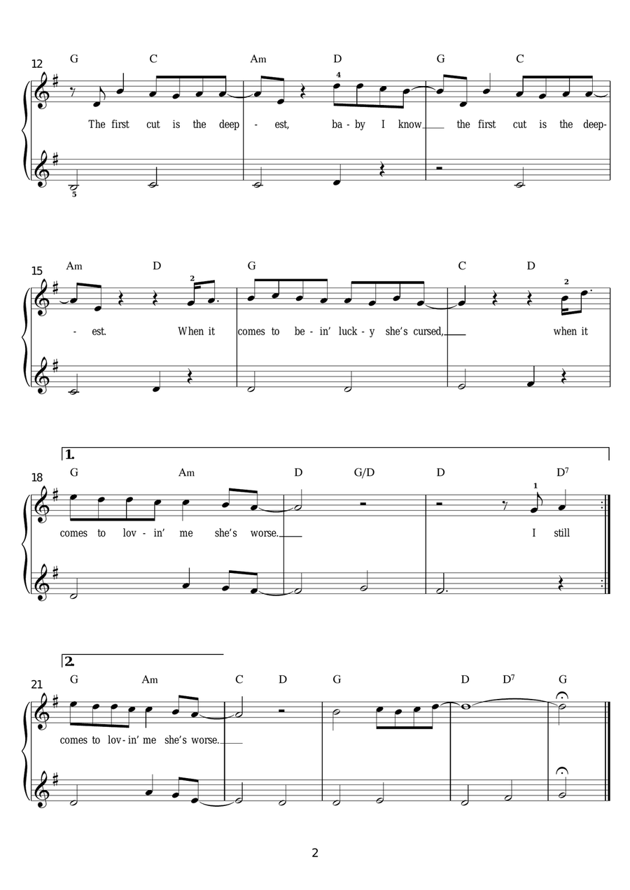 The First Cut Is The Deepest Piano Duet scores gallery preview page 2