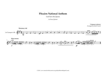 Pitcairn National Anthem for Brass Quintet image number null