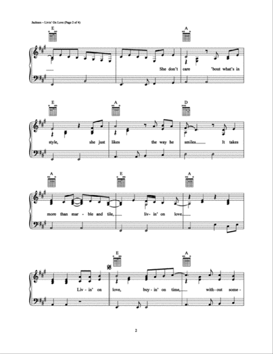 Livin' On Love Livin' On Love Piano, Vocal, Guitar scores gallery preview page 2
