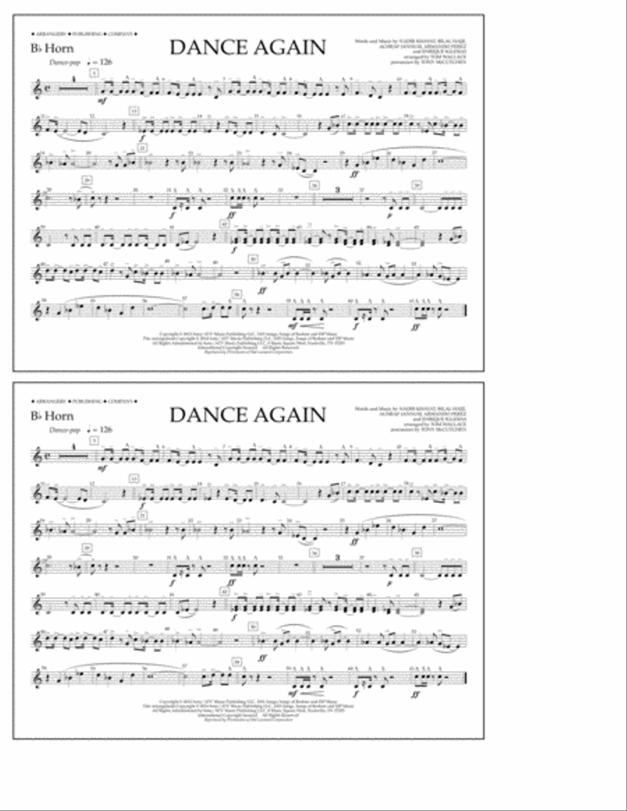 Dance Again - Bb Horn Marching Band scores gallery preview page 1