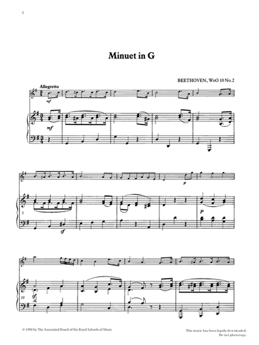 Minuet in G (score & part) from Graded Music for Tuned Percussion, Book II