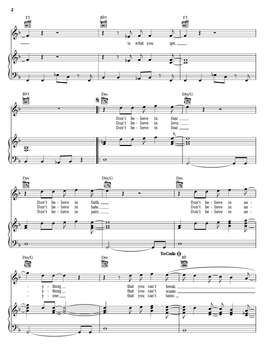 Stupid Girl Piano, Vocal, Guitar scores gallery preview page 2