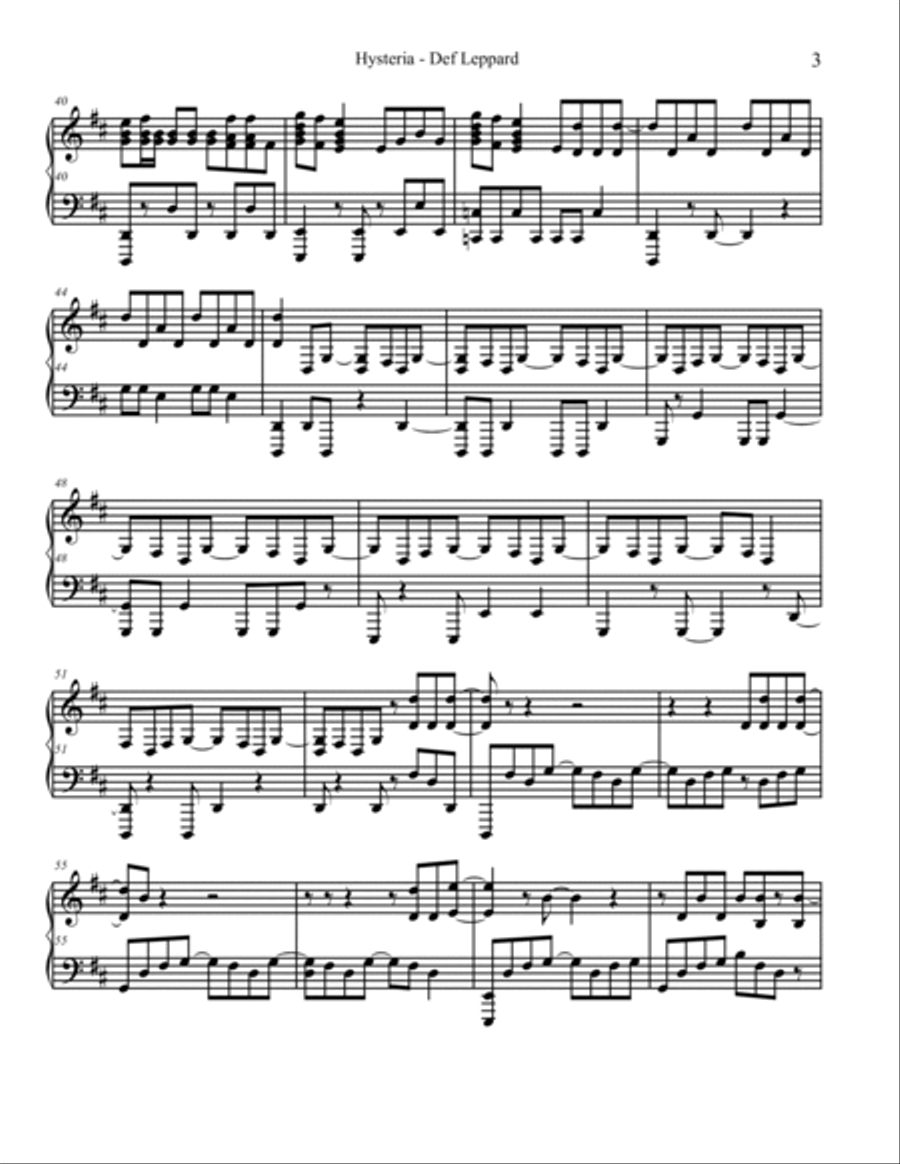 Hysteria Hysteria Piano Solo scores gallery preview page 3