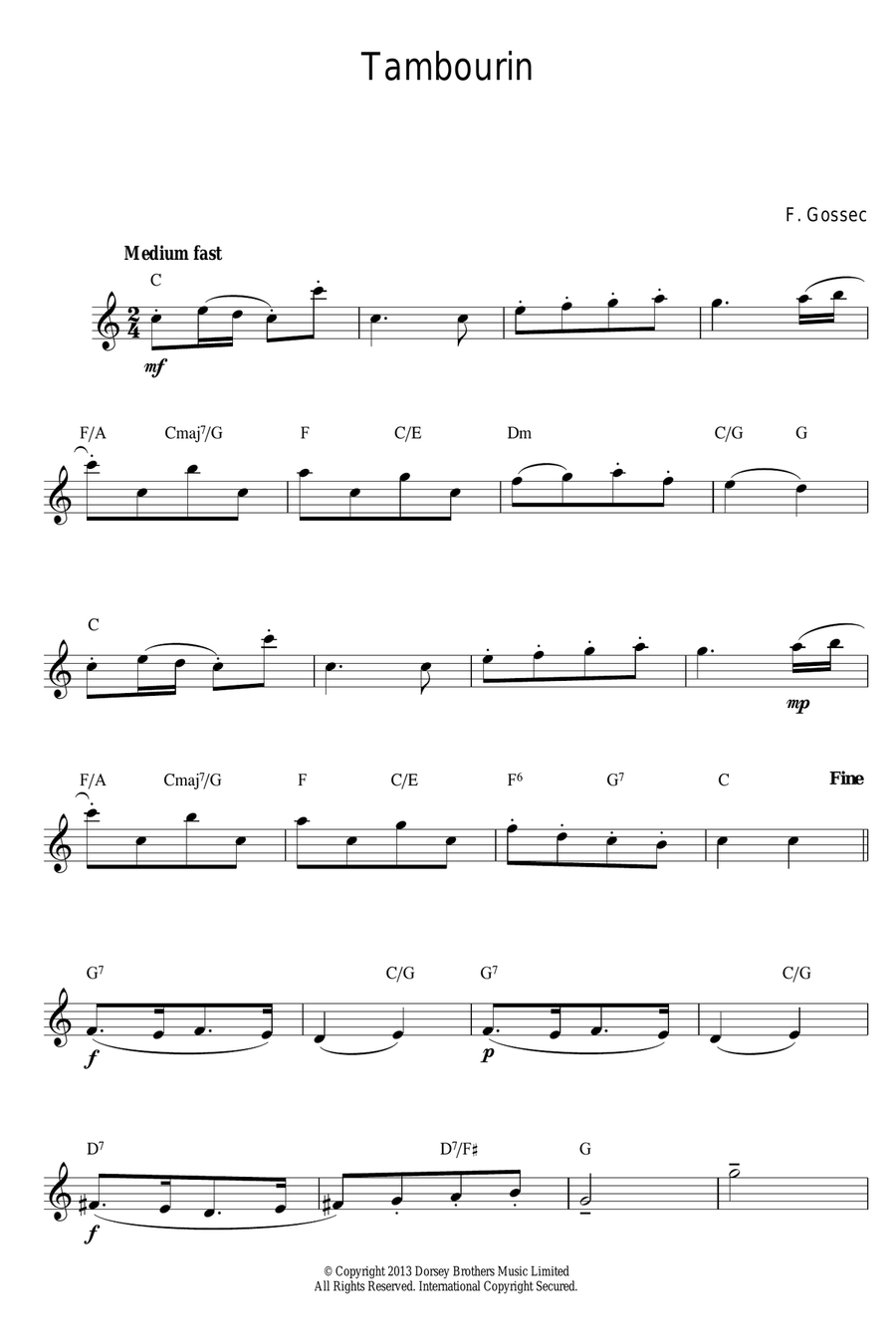 Tambourin Tambourin Piano scores gallery preview page 1