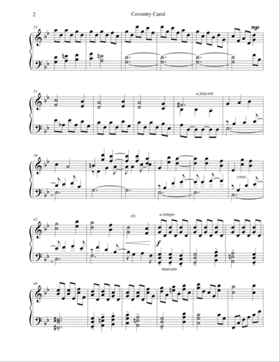 Coventry Carol (piano solo), arr. Brenda Portman Coventry Carol (piano solo), arr. Brenda Portman Piano Solo scores gallery preview page 2