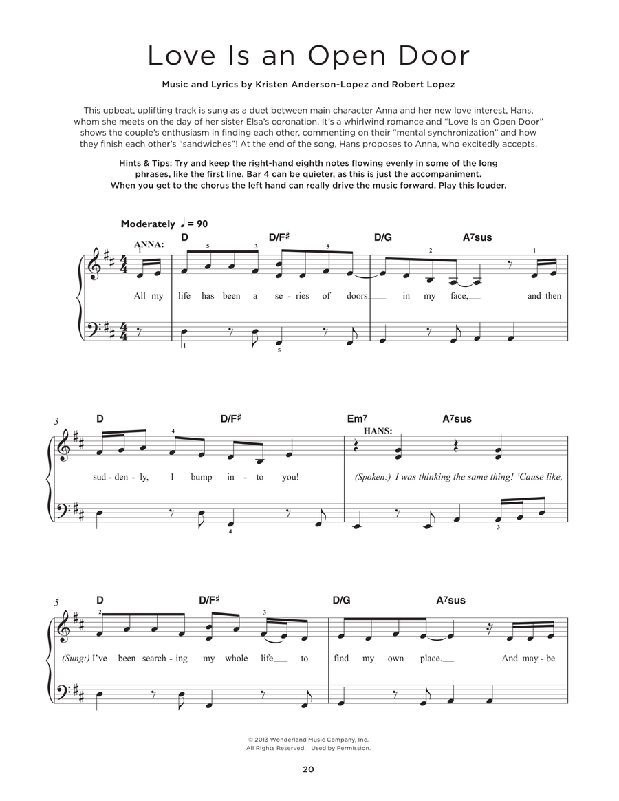 Love Is An Open Door (from Frozen) Easy Piano scores gallery preview page 1