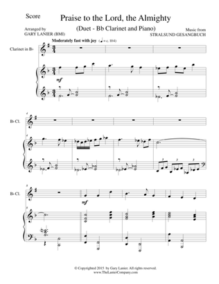PRAISE TO THE LORD, THE ALMIGHTY (Duet – Bb Clarinet and Piano/Score and Parts)