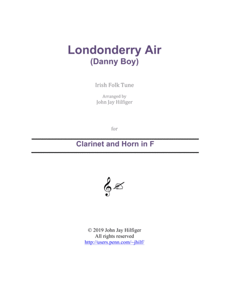 Londonderry Air for Clarinet and Horn image number null