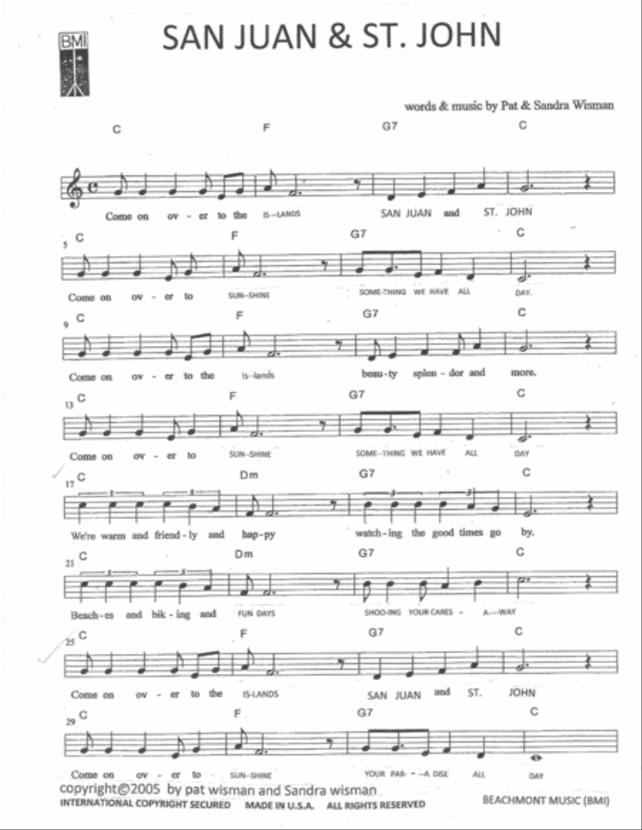 SAN JUAN & ST. JOHN Voice scores gallery preview page 1