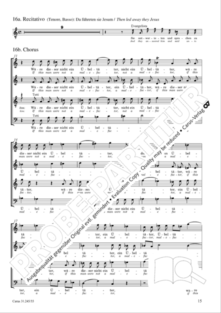 St. John Passion (Johannes-Passion) 4-Part scores gallery preview page 16