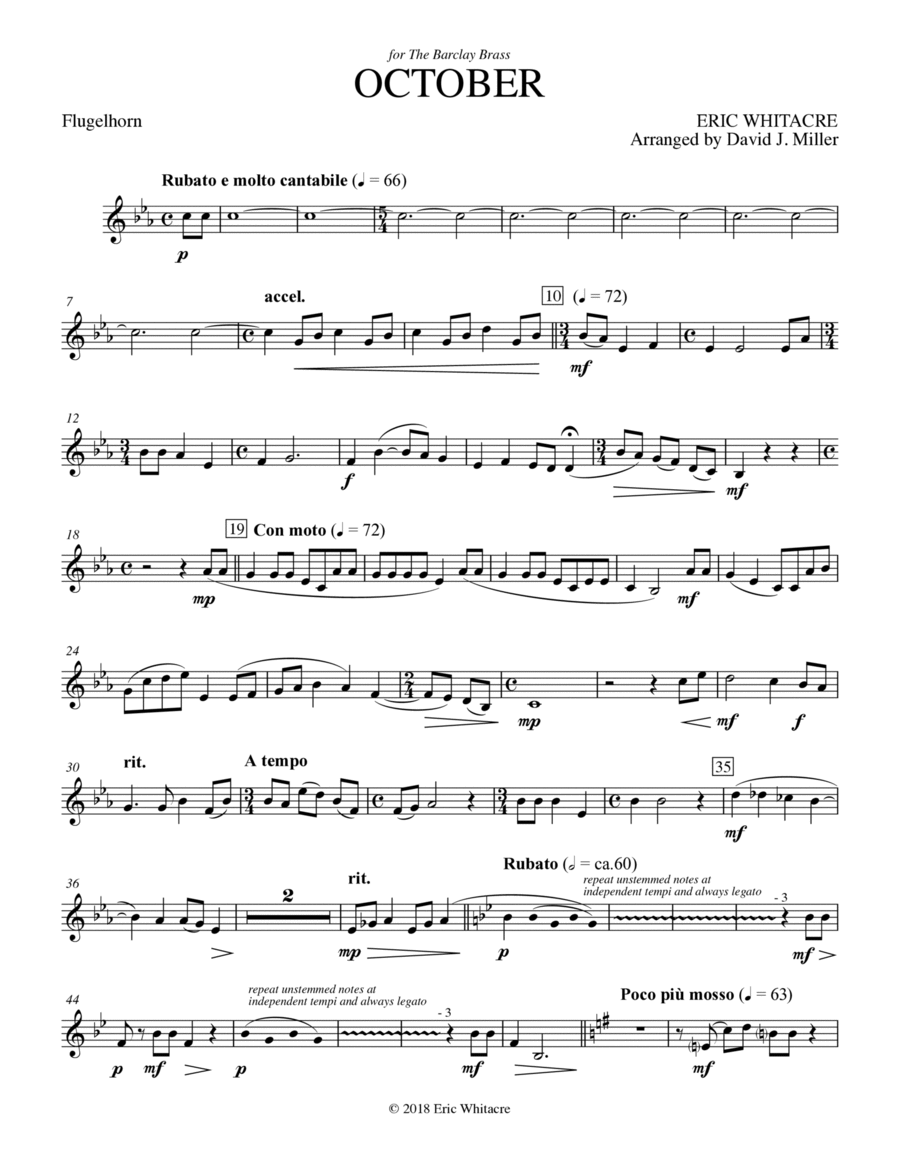 October - Flugelhorn October - Flugelhorn Brass Ensemble scores gallery preview page 1