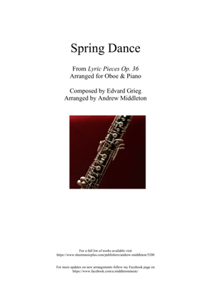 Spring Dance from Lyric Pieces op. 38 arranged for Oboe and Piano