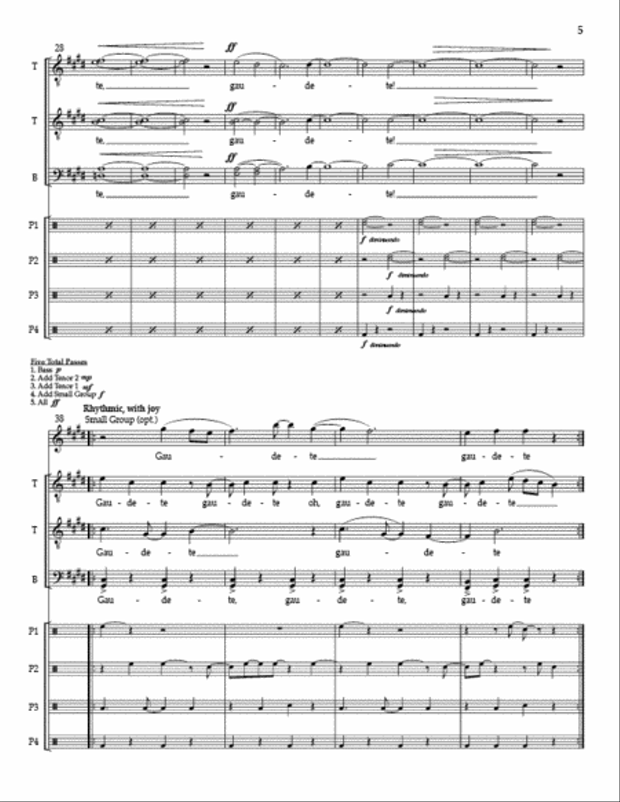 Gaudete! TTBB (Full Score and Percussion Parts) TTBB scores gallery preview page 4
