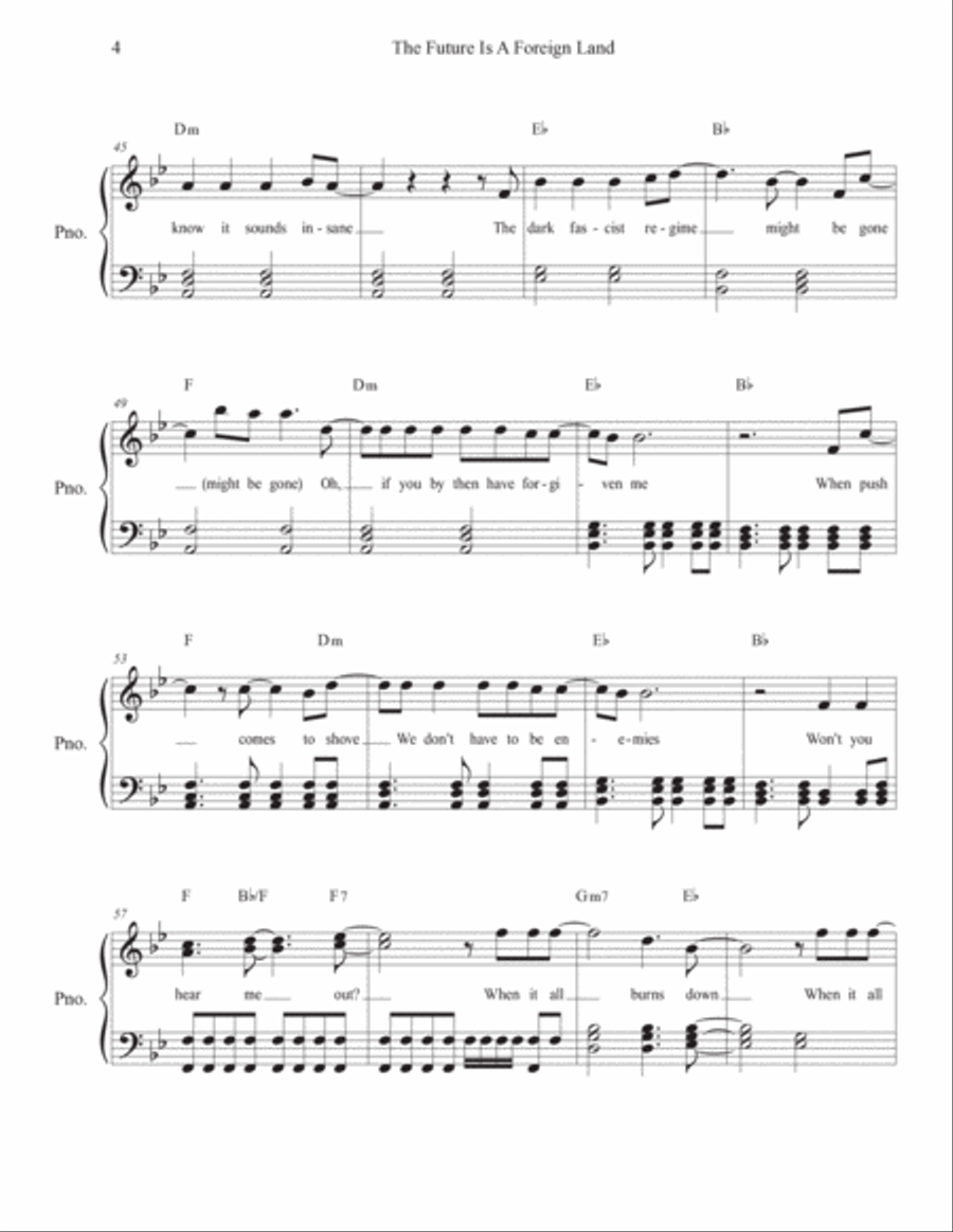 Future Is A Foreign Land Piano, Vocal, Guitar scores gallery preview page 4