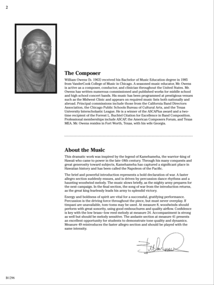 Kamehameha (The Great Warrior): Score Concert Band scores gallery preview page 2