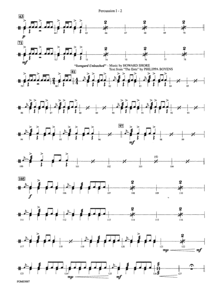 The Lord of the Rings: The Two Towers, Symphonic Suite from: 1st Percussion