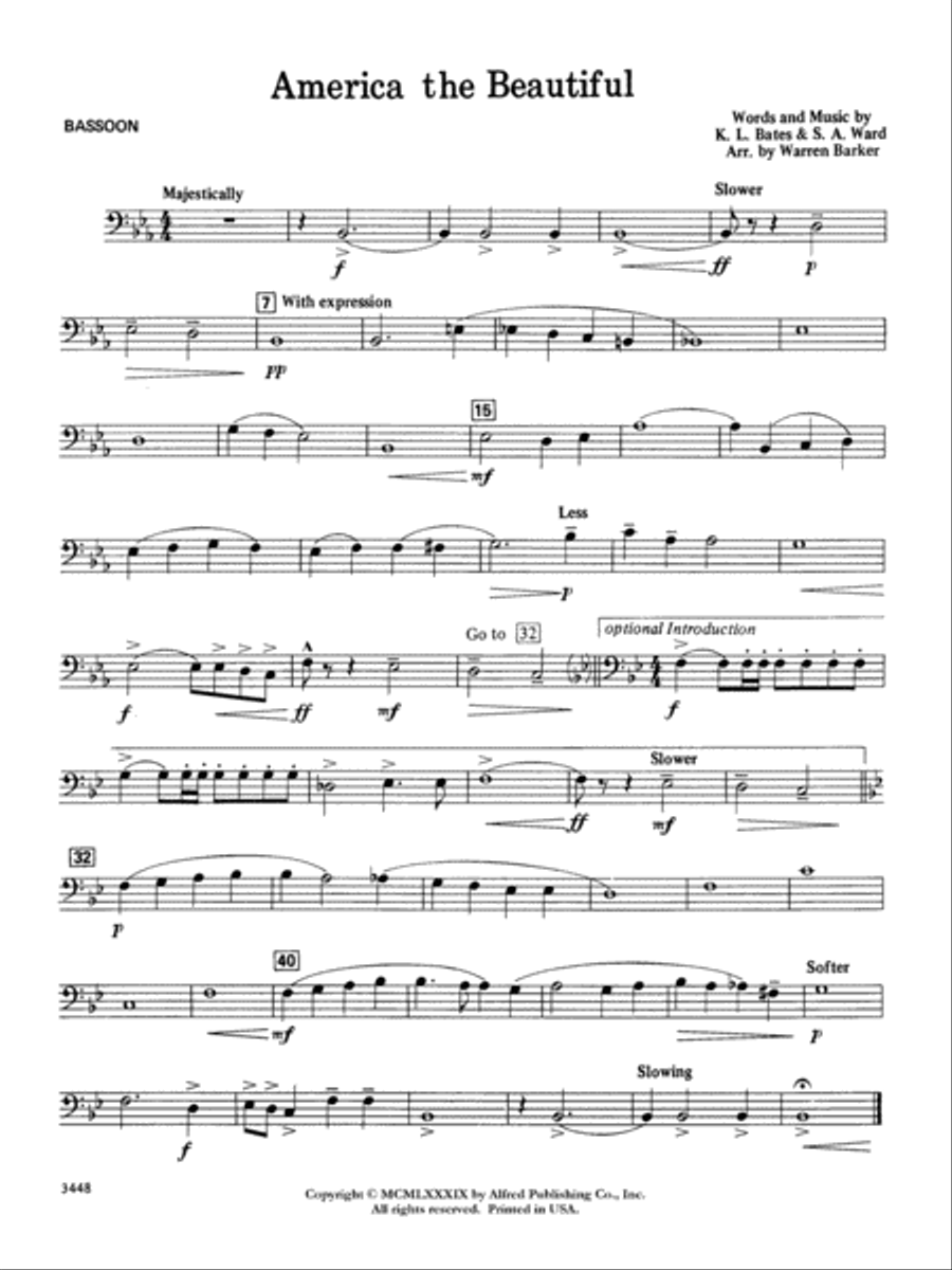 America, the Beautiful: Bassoon Concert Band scores gallery preview page 1